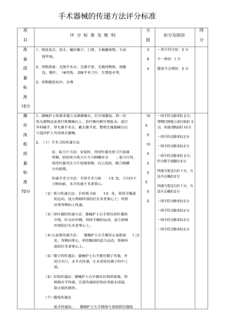 手术器械的传递方法评分标准