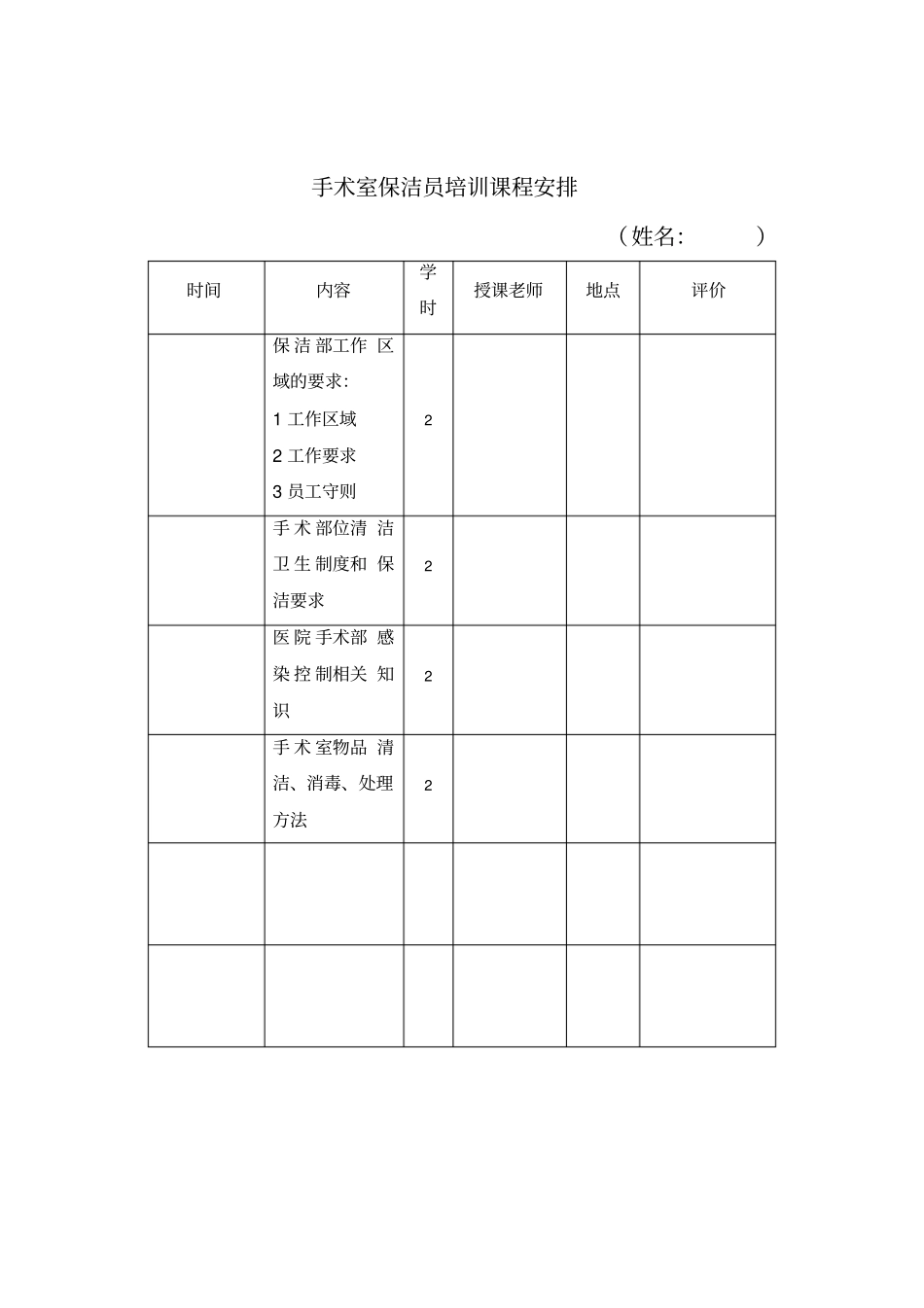 手术室保洁员培训计划_第3页