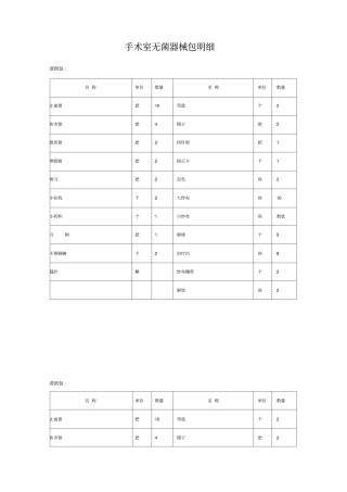 手术室器械包明细表
