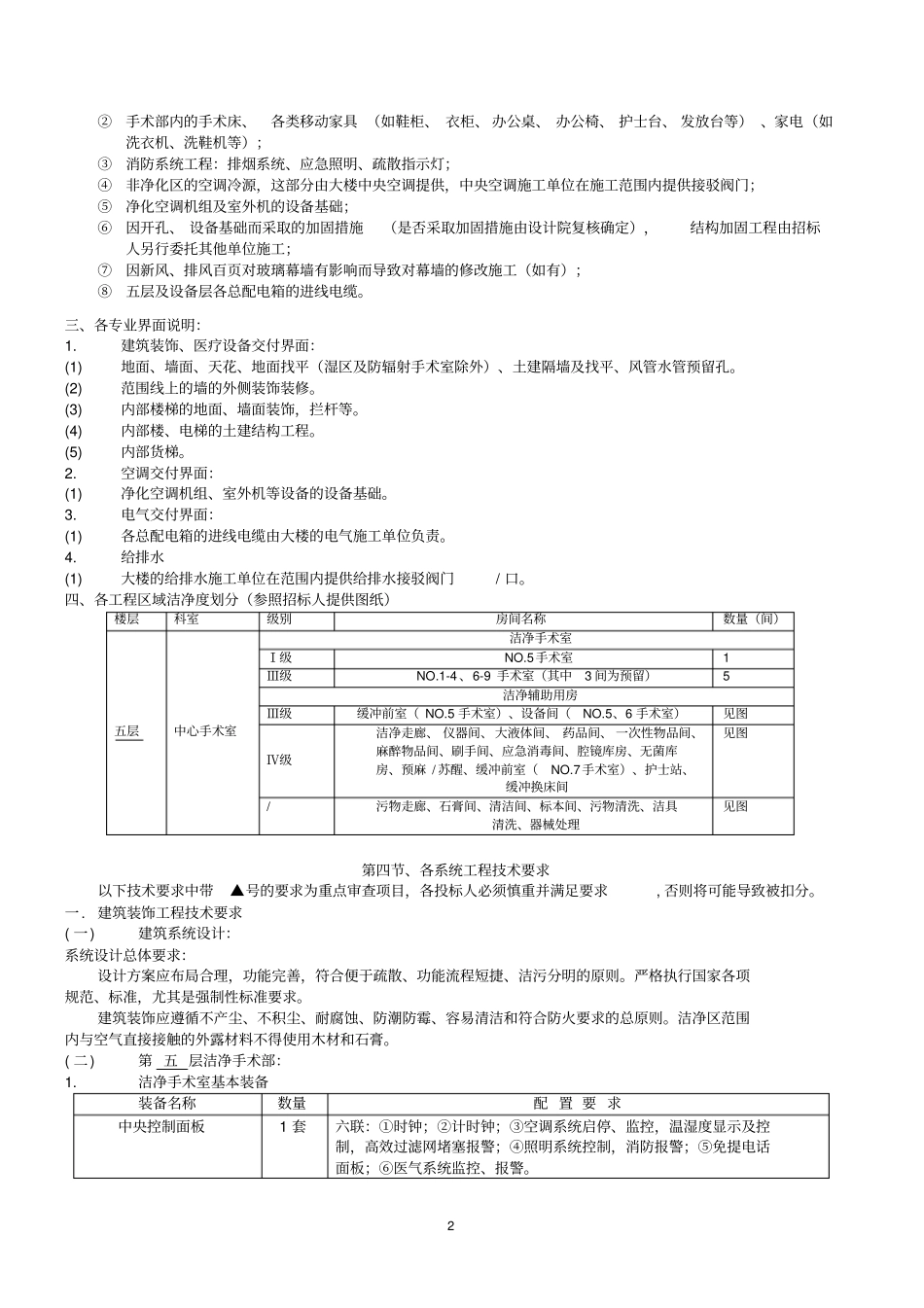 手术室基建工程用户需求书_第2页