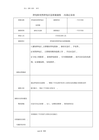 手术室应急处理预案演练