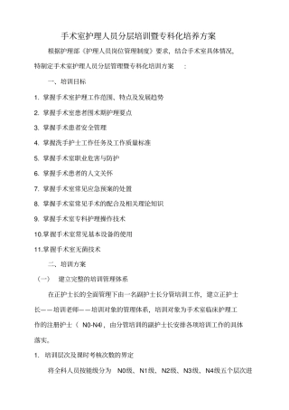 手术室护理人员分层培训暨专科化培养方案