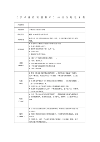 手术部位识别指示持续改进记录表