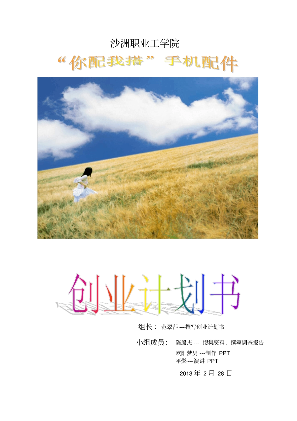 手机配件创业计划书范_第1页