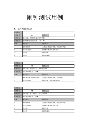 手机闹钟测试用例