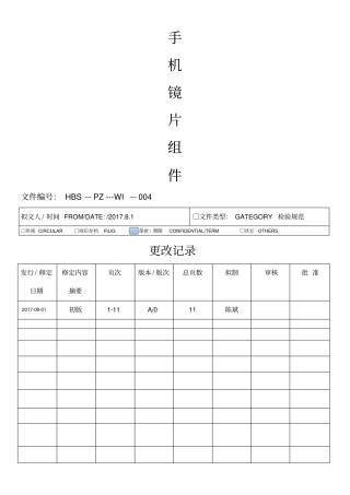 手机镜片检验标准