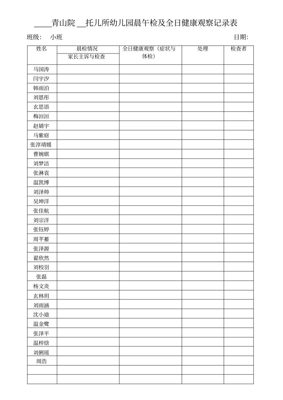 托儿所幼儿园晨午检及全日健康观察记录表_第3页