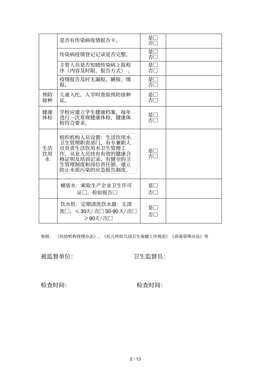 托幼机构监督检查表_第2页