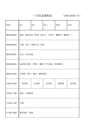 托班宝宝一日作息课程表个月