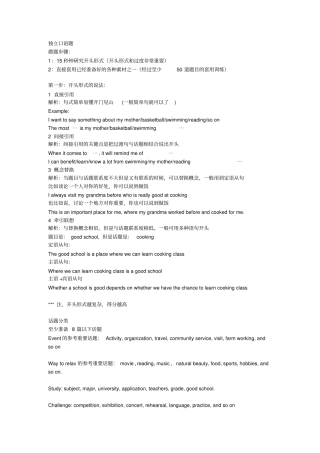 托福口语类别模板