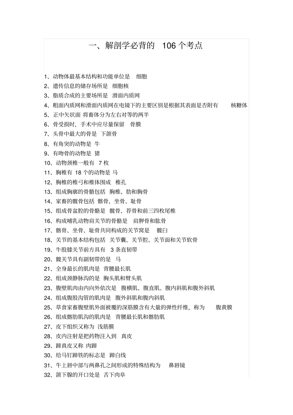 执业兽医测验考试必背考点_第1页