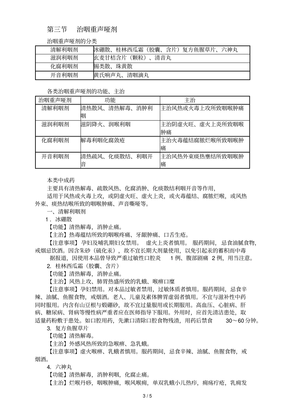 执业药师中药学专业知识二常用单味中药耳鼻喉口腔科常用中成药_第3页