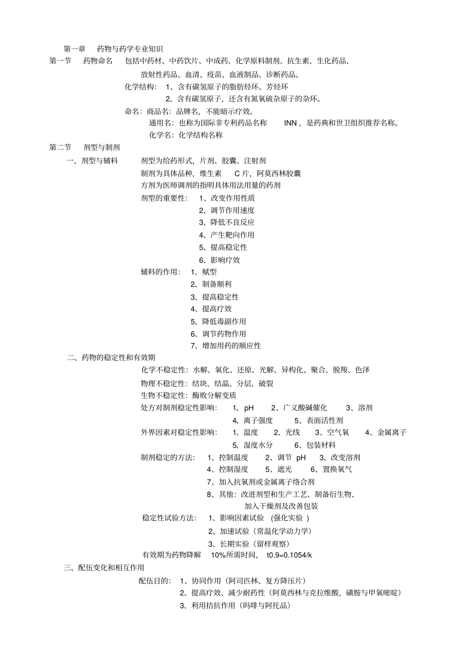 执业药师药学专业一精简版汇总_第1页