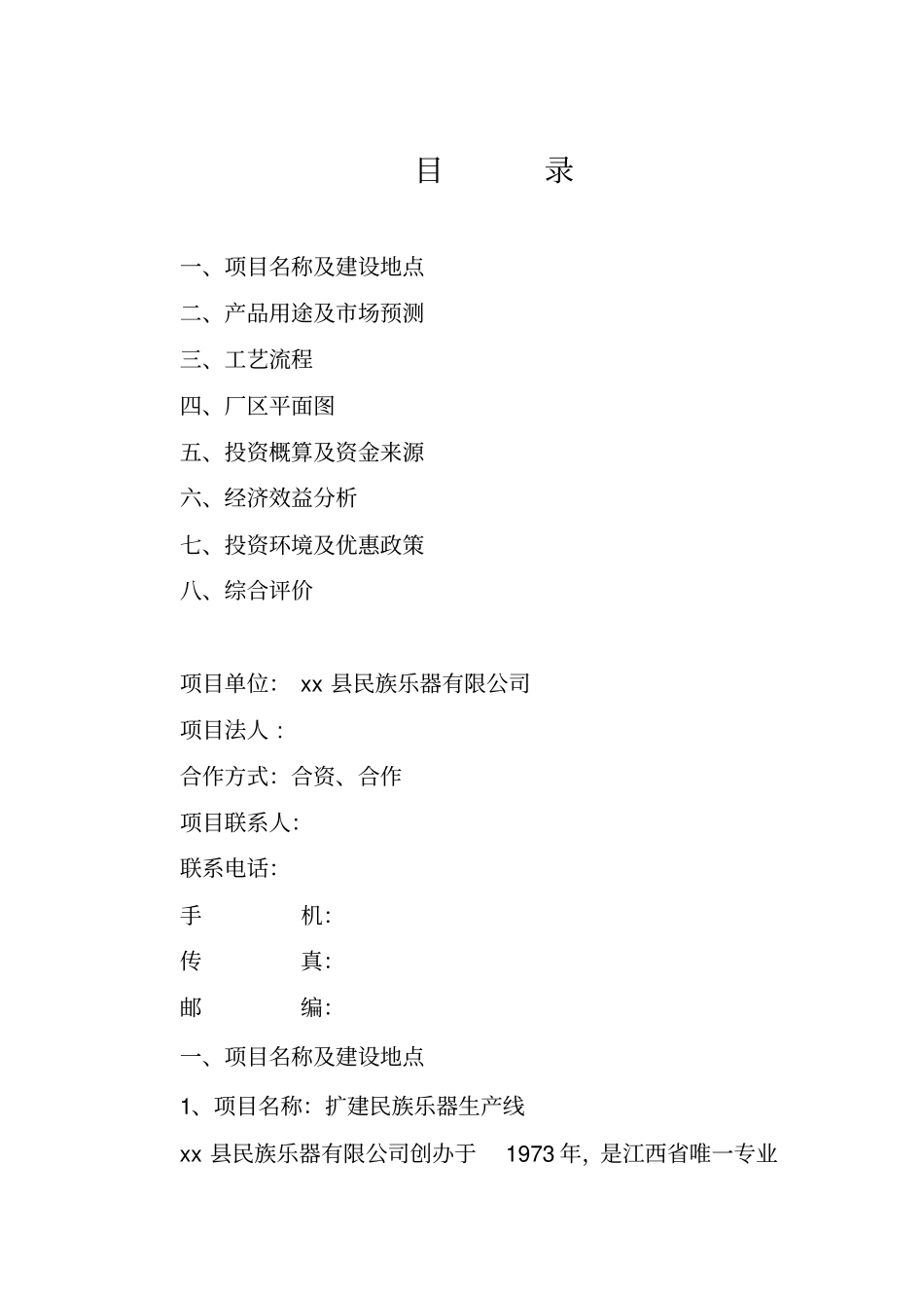 扩建民族乐器生产线可行性研究报告_第2页