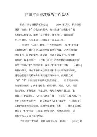 扫黄打非专项整治工作总结