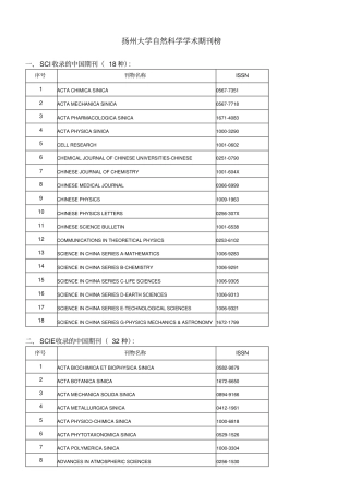 扬州大学自然科学学术期刊榜汇总