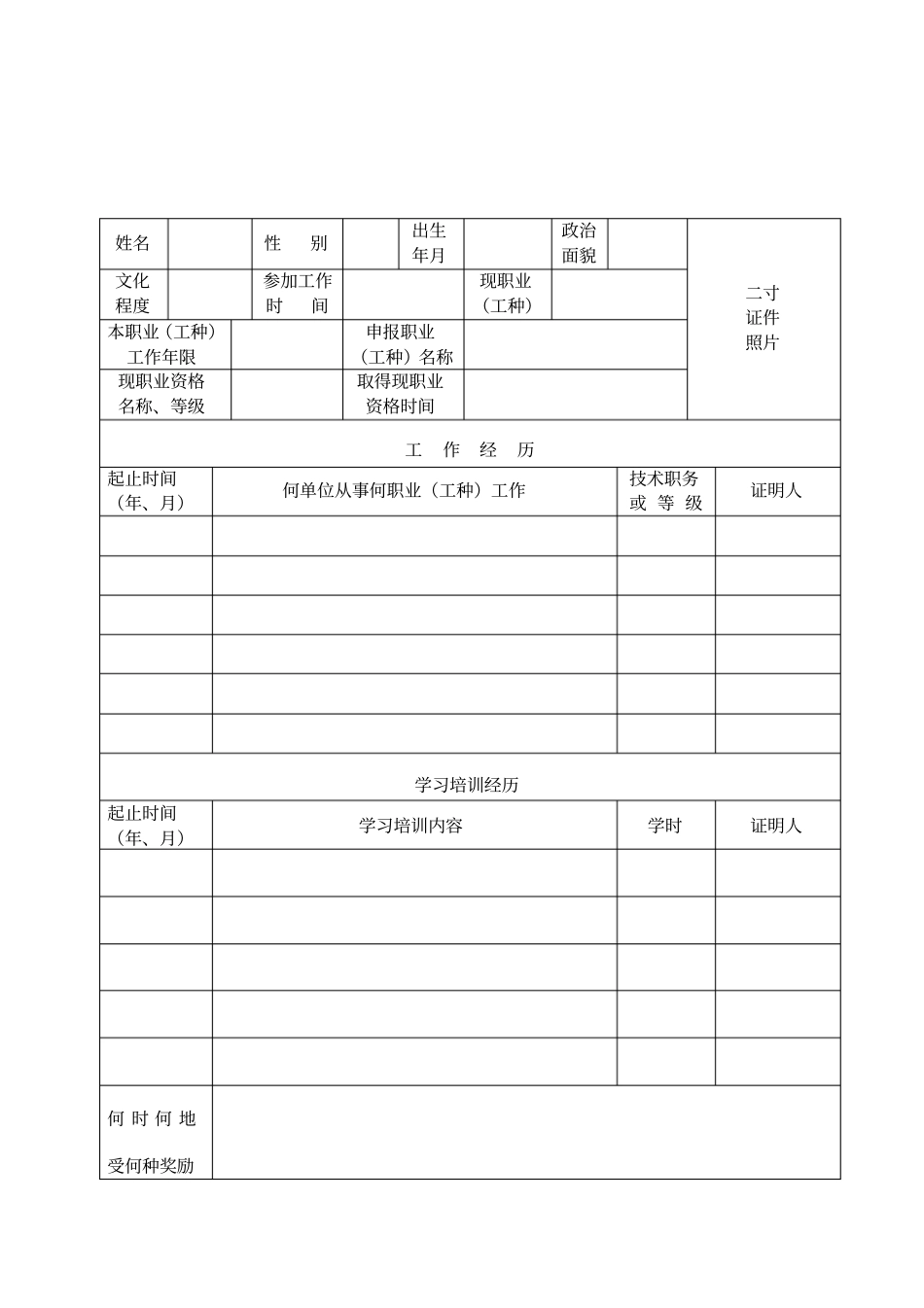 技师职业资格申报表_第3页