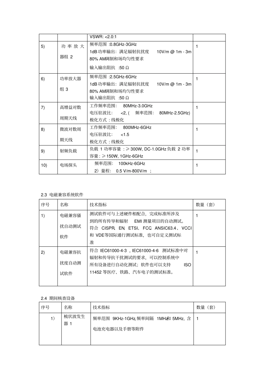 技术参数电磁兼容测试系统1测试系统应用范围11辐射骚扰_第3页