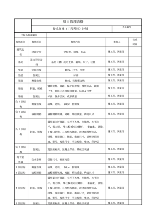 技术复核计划