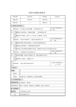 技术开发职位说明书