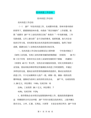 技术改造工作总结【可编辑版】