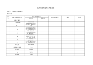 技术规格和商务条款偏差表重点讲义资料