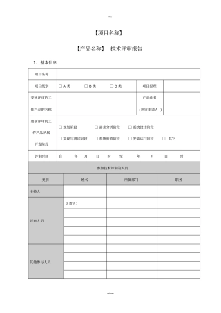 技术评审报告模板
