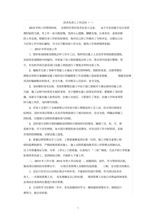 技术负责人工作总结