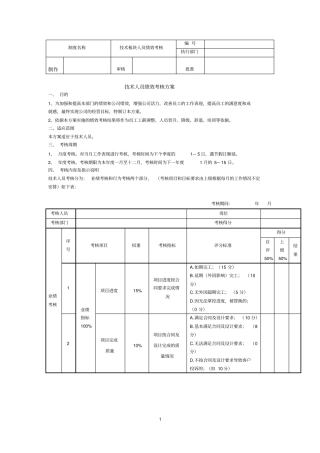 技术部门绩效考核标准
