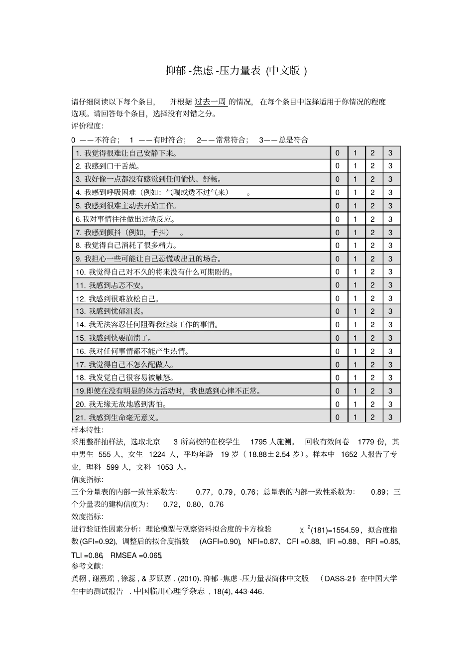 抑郁-焦虑-压力量表--C21_第2页