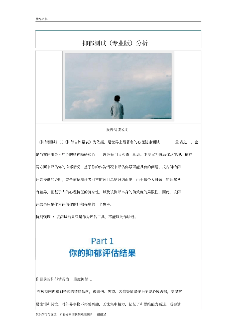 抑郁测试专业版分析电子版本_第2页