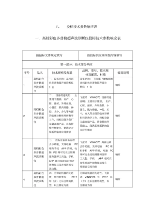 投标技术参数响应表