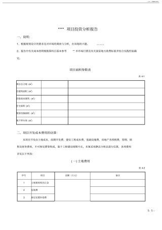 投资分析报告模版