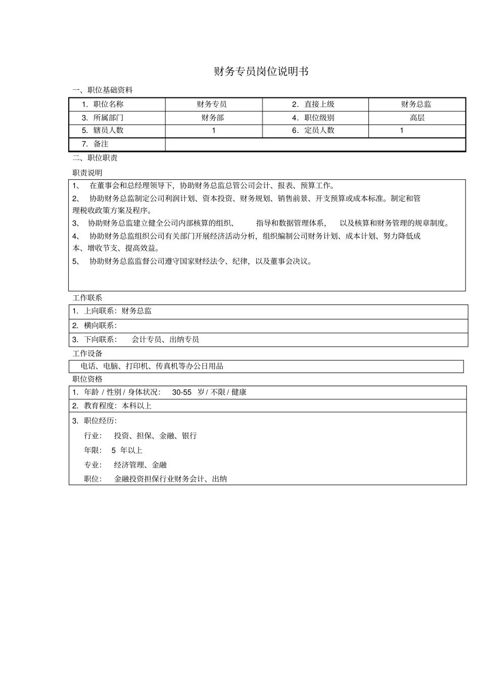 投资担保公司财务部岗位职责_第2页