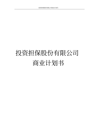 投资担保股份有限公司商业计划书