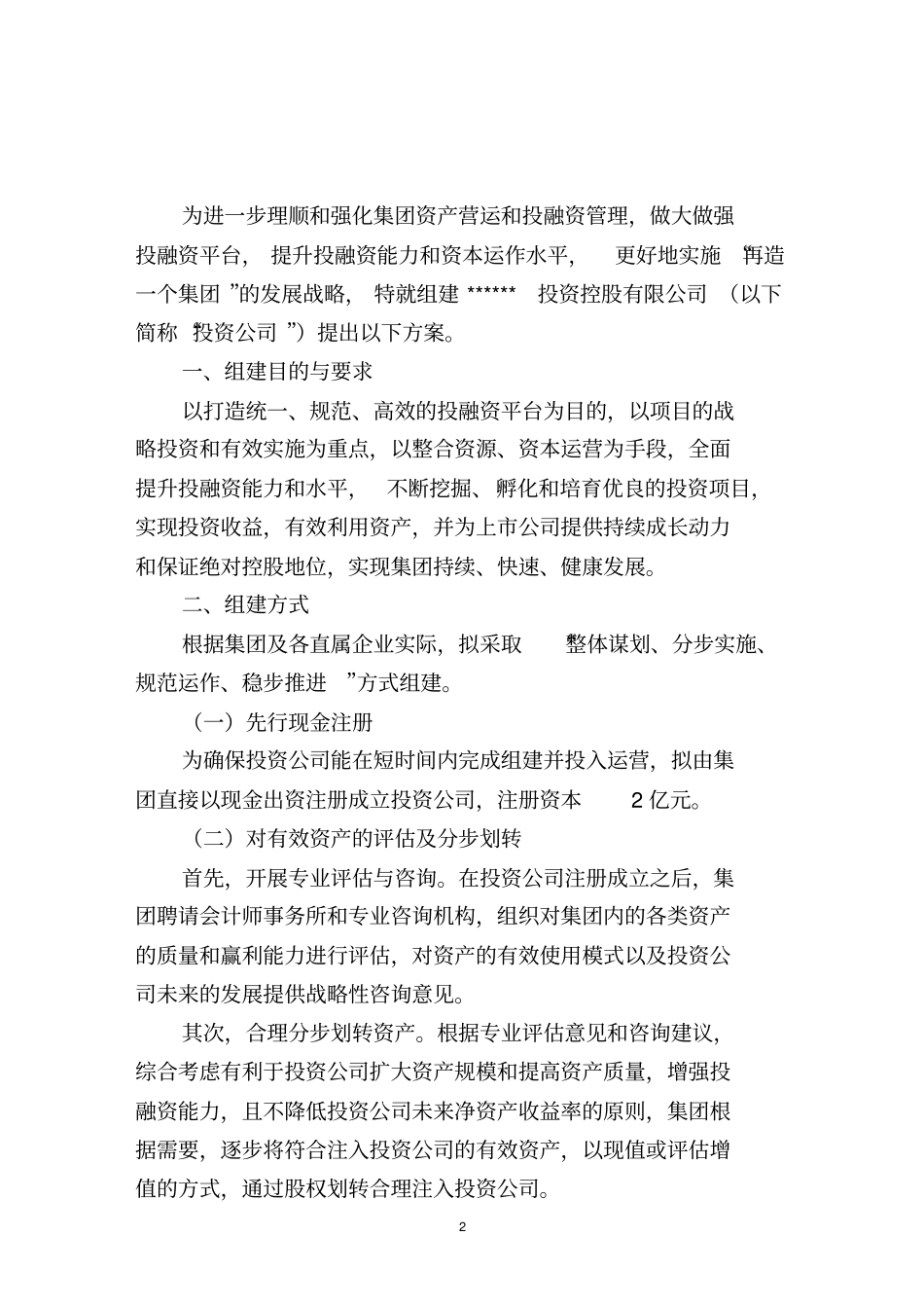 投资控股有限公司组建方案_第2页