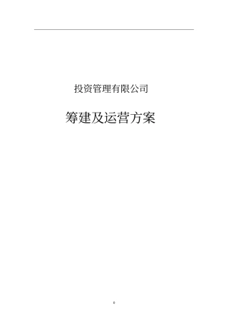 投资管理有限公司筹建方案