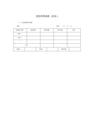 投资管理表格