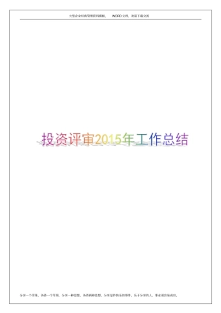 投资评审2015年工作总结10p