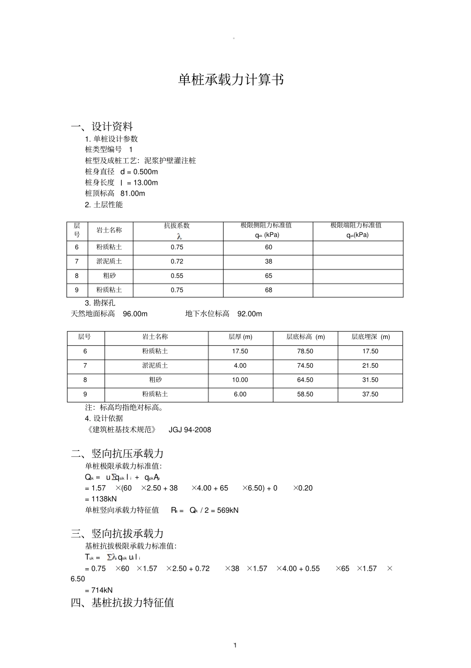 抗拔桩承载力计算书_第1页