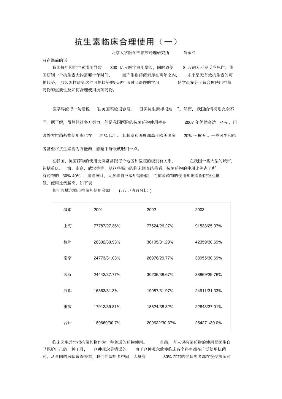 抗生素临床合理应用指导_第1页