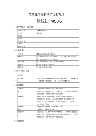 抗磨液压油MSDS
