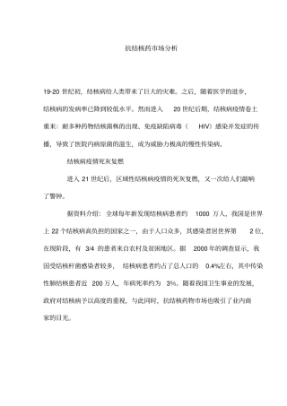 抗结核药场分析报告