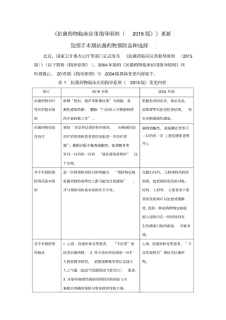 抗菌药物临床应用指导原则215版更新及围手术期抗菌药物选择