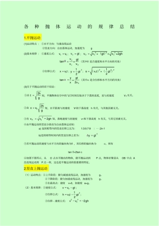 抛体运动公式
