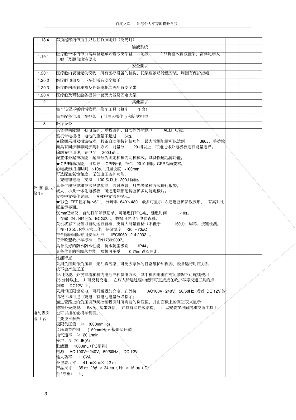 抢救监护型救车配置及参数要求_第3页