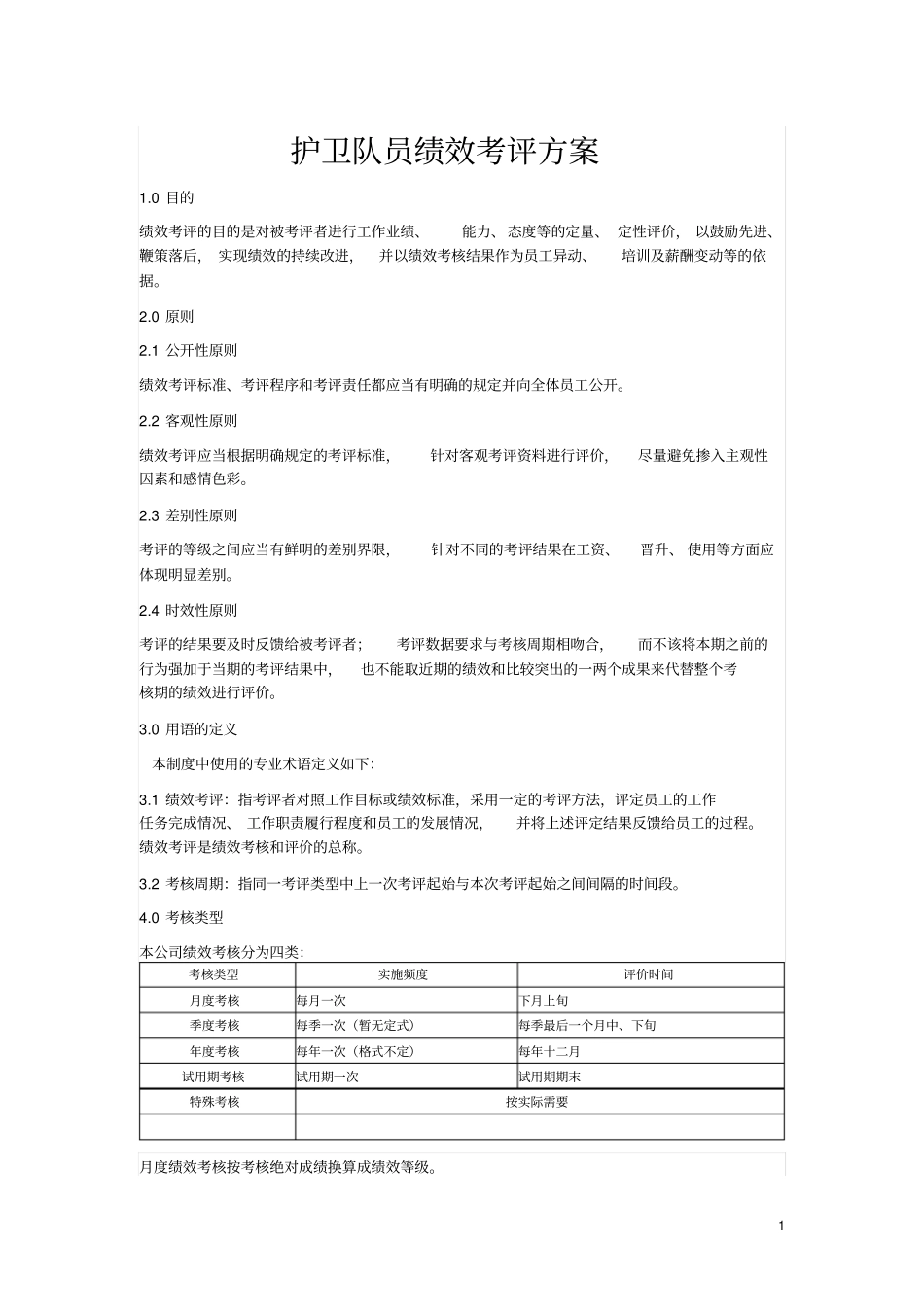 护卫队员绩效考核方案讲解_第1页