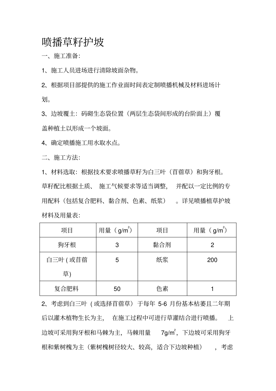 护坡喷播植草施工方案_第1页