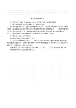 护士绩效考核量化表