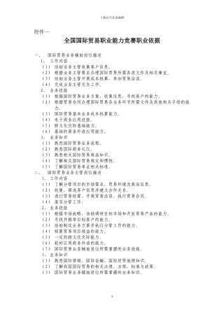 全国国际贸易职业能力竞赛职业依据